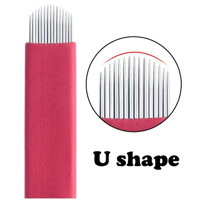 u shape 500 шт 7 9 11 12 14 U форма Перманентный макияж бровей гибкие иглы татуировки лезвия для 3D Microblading lamina Blade Agulhas Tebori - Габаритные размеры: u shape