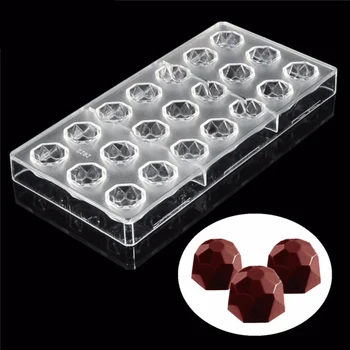 

21 Holes Ball Polycarbonate Chocolate Moulds Plastic Pastry Tools Baking Accessories Diamond Shape Valentine's Day Baking Mold