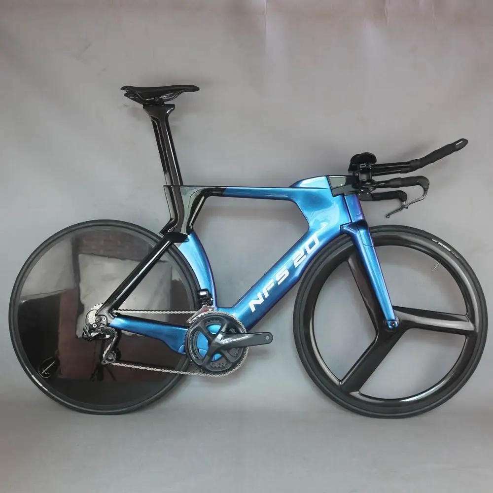 TT bike time trial bicycle complete bike Triathlon Carbon Fiber Carbon chameleon Painting Frame with DI2 R8060 groupset