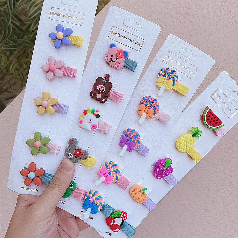 

Baby Girl Hair Accessories Soft Silicone Watermelon Fruit Cartoon Hair Clips for Girls Princess Bows Hairpins Barrettes 10pcs