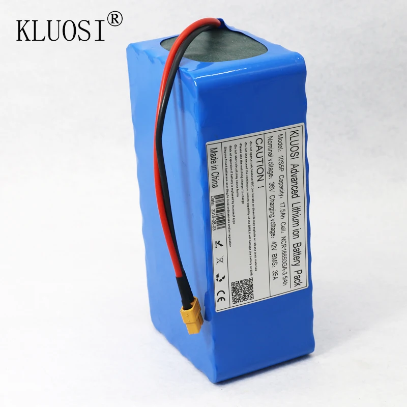 KLUOSI 36V батарея 10S5P 17.5Ah для NCR18650GA с 35A баланс BMS 42V литий-ионный аккумулятор электровелосипед электрический велосипед мотор скутер