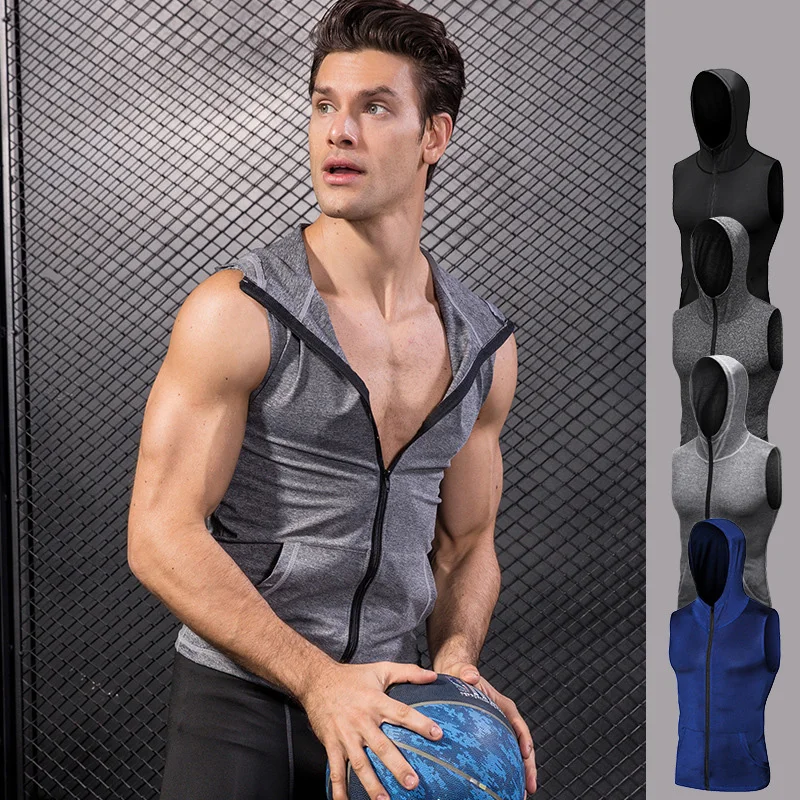 

Men Running Vest Sports Fitness Tights Tank Top Quickly Dry Sleeveless Gym Clothing Summer Workout Running Vest Sports Shirt Man