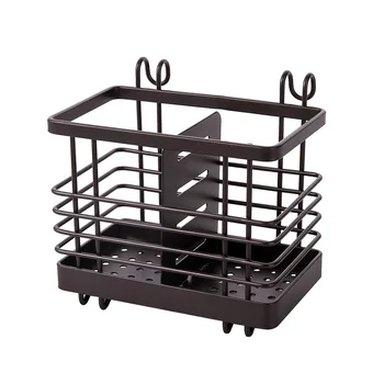 

2 Compartments Metal Mesh Wall Hanging Draining Basket Rustproof Desktop Utensil Holder For Spoon Fork Chopstick Drying Rack