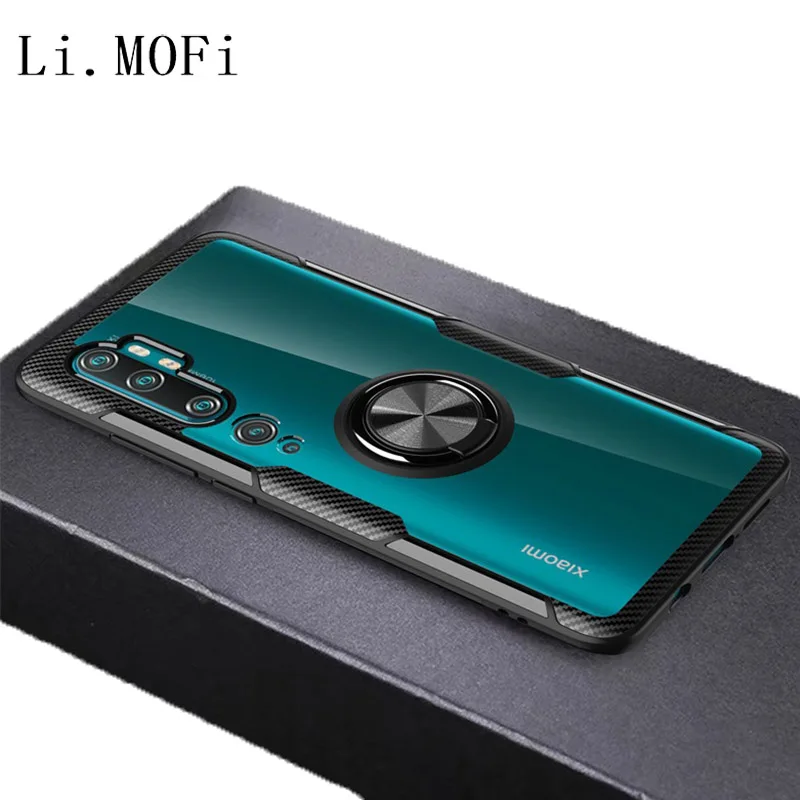 Чехол с кольцом-держателем для Xiaomi Mi Note 10 Pro прозрачный армированный чехол из