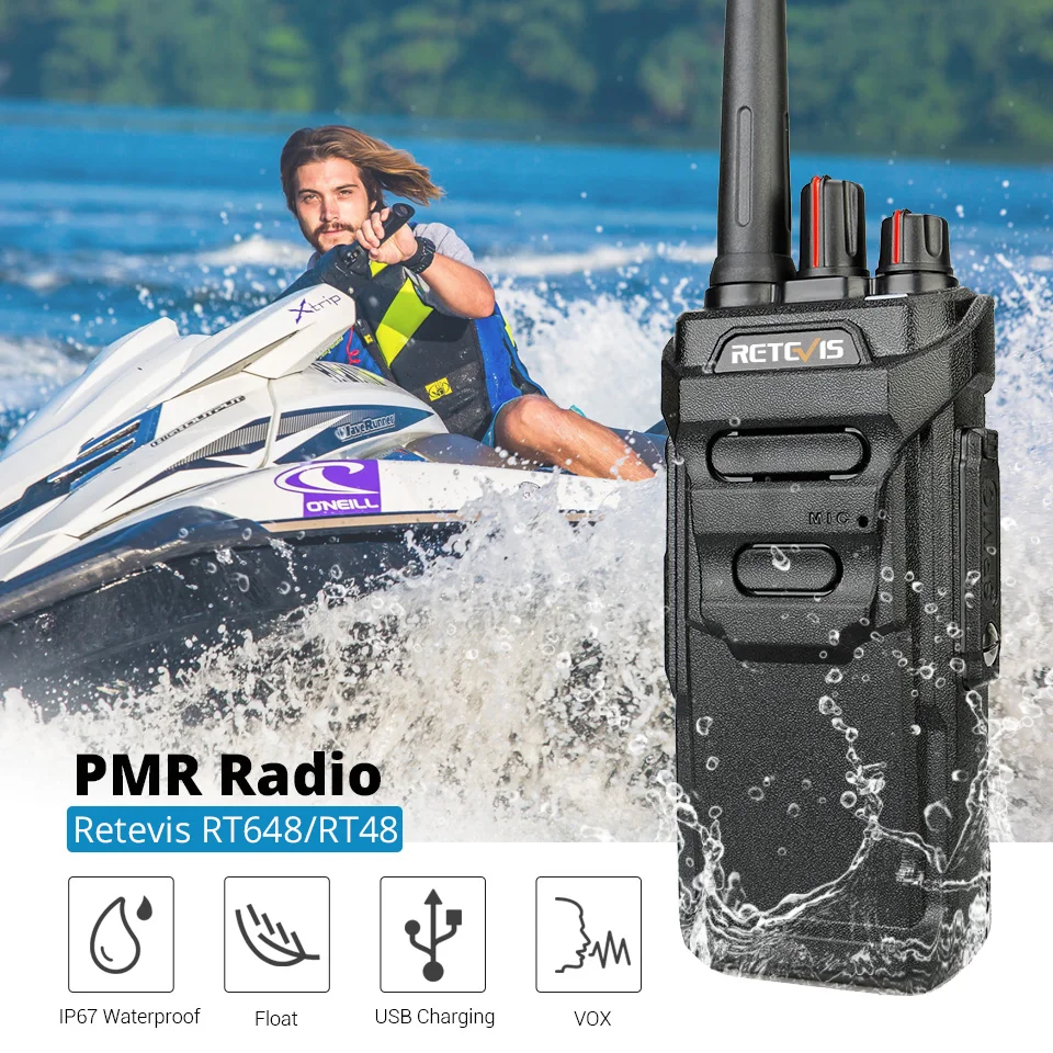 

RETEVIS RT48/RT648 IP67 Waterproof Walkie Talkie Floating PMR Radio PMR446/FRS VOX USB Charging Two Way Radio For Baofeng UV-9R