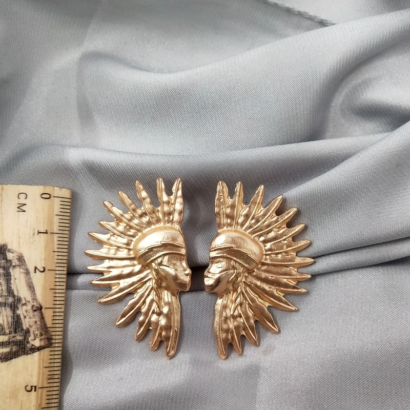 

925 silver needle kolczyki vintage earrings for women baroque boucle d'oreille femme 2019 aretes de moda lion earring metal clip
