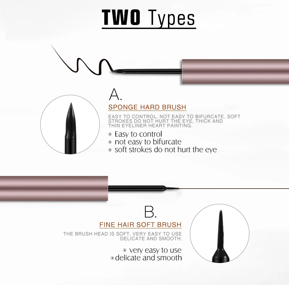 O.TWO.O Liquid Eye Liner Waterproof Ultra Fine Brush Head Long Lasting Quick Dry Natural Eyeliner Cosmetics