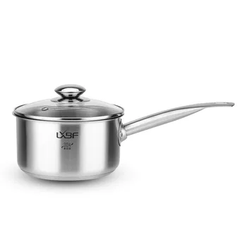 

304 stainless pot handle double bottom steel milk pot 16cm single small soup