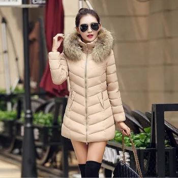 

2019 Winter Long Parka Women Fur Collar Cotton Hooded Coat Slim Long Sleeve Warm Plus Size 6xl Casual Fashion Jackets Coats