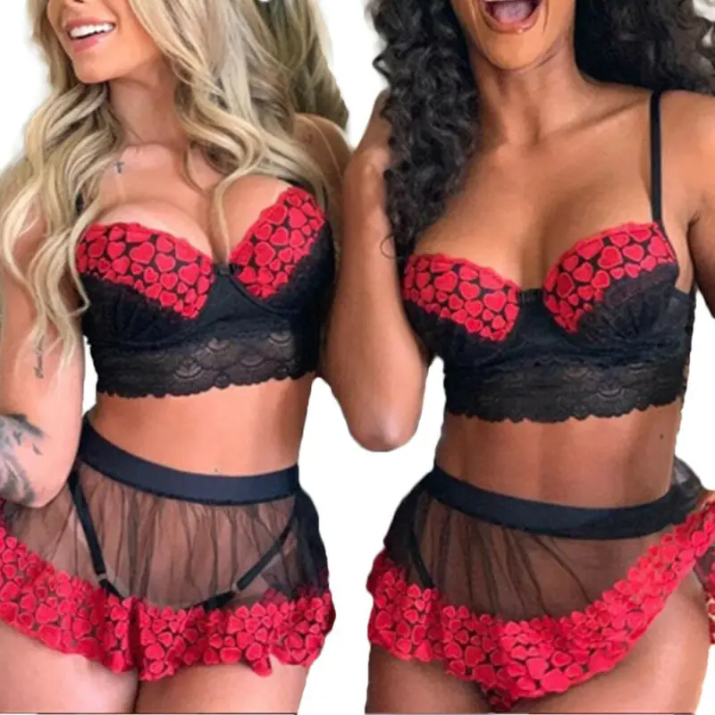 Latest Arrival Hot Fashion In Latest Arrival Women Sexy Lace Babydoll Thong Dress Underwear Peach Heart Pajamas