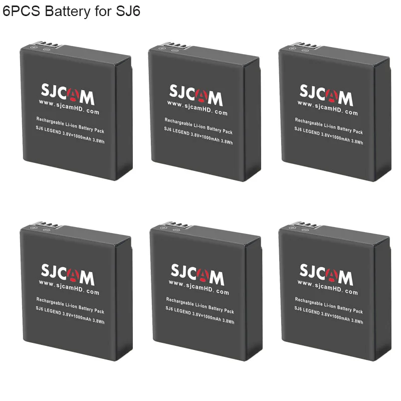 6Battery SJCAM SJ6 Legend аккумулятор 1000mAh литий-ионный дополнительный перезаряжаемый аккумулятор для оригинальных SJ6 акциоин аксессуары для камеры - Цвет: 6Battery