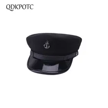 QDKPOTC осень-зима судовой Якорь знак армейские кепки модные, женские, шерстяные шляпы пу карниз на плоской подошве Кепки