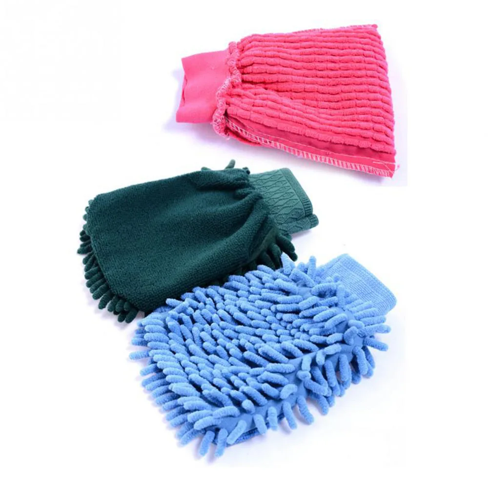Прочное микроволокно, Чистящая салфетка для окна автомобиля, полотенце в виде перчатки для мытья, против царапин, мойка автомобиля, случайный цвет