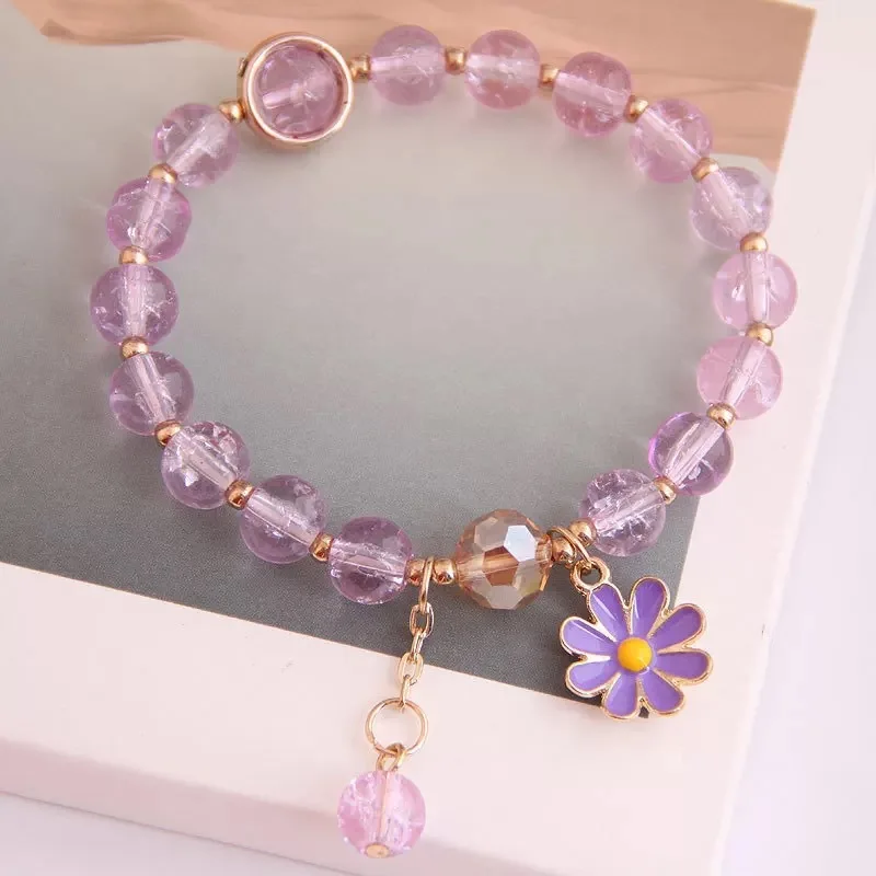 2021 New Korean Flowers Daisy Bracelets Bohemain Colorful Crystal Beaded Bracelet Handmade Elastic Rope Women Pulseira Jewelry - Image 5