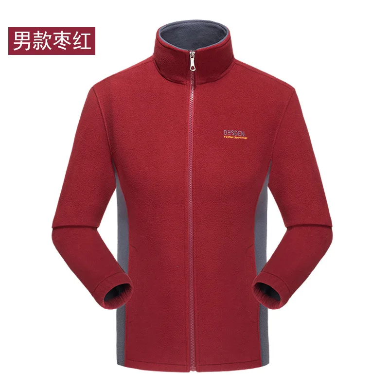 Флисовая Куртка мужская и женская верхняя одежда плащ куртка подкладка COUPLE'S теплая куртка - Цвет: Men s Purplish Red