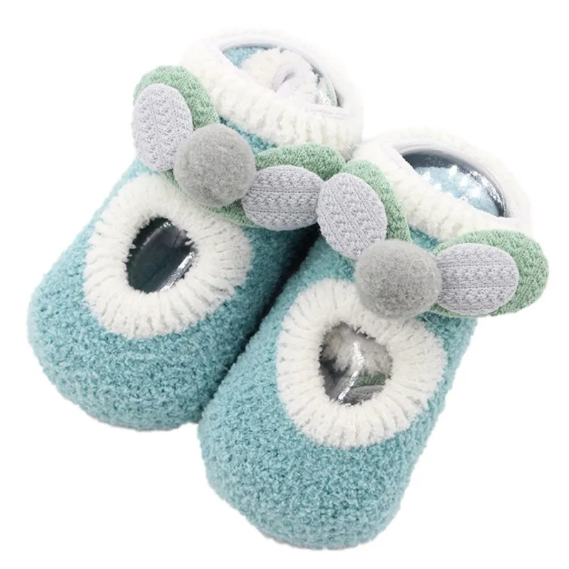 Новые нескользящие носки для малышей осенне-зимние хлопковые носки для девочек Теплые носки-тапочки для маленьких мальчиков и девочек Одежда для младенцев аксессуары, утепленные