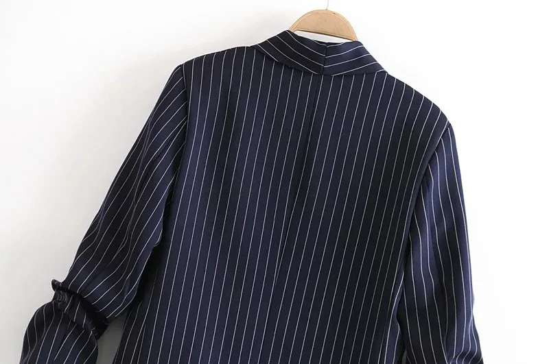 

Zv32 WOMEN'S Dress Spring Clothing Slim Fit Slimming Vertical Striped Pleated No Buckle Long Sleeve Suit Jacket