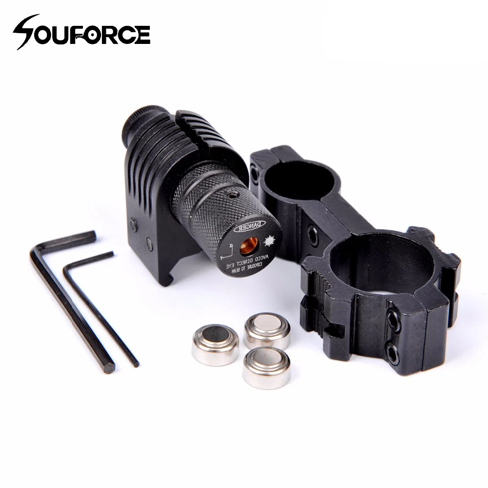 Tactical Red Dot Laser Sight Mini Laser with 2 Scope Ring and Wrench Fit 20mm Rail for Hunting Gun Rifle Pistol