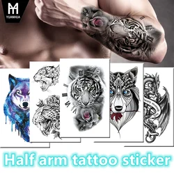 Waterproof Half Arm Tattoo Sticker  Temporary Tatoo  Fake Tattoo for Woman  Art Lion Tiger Fashion