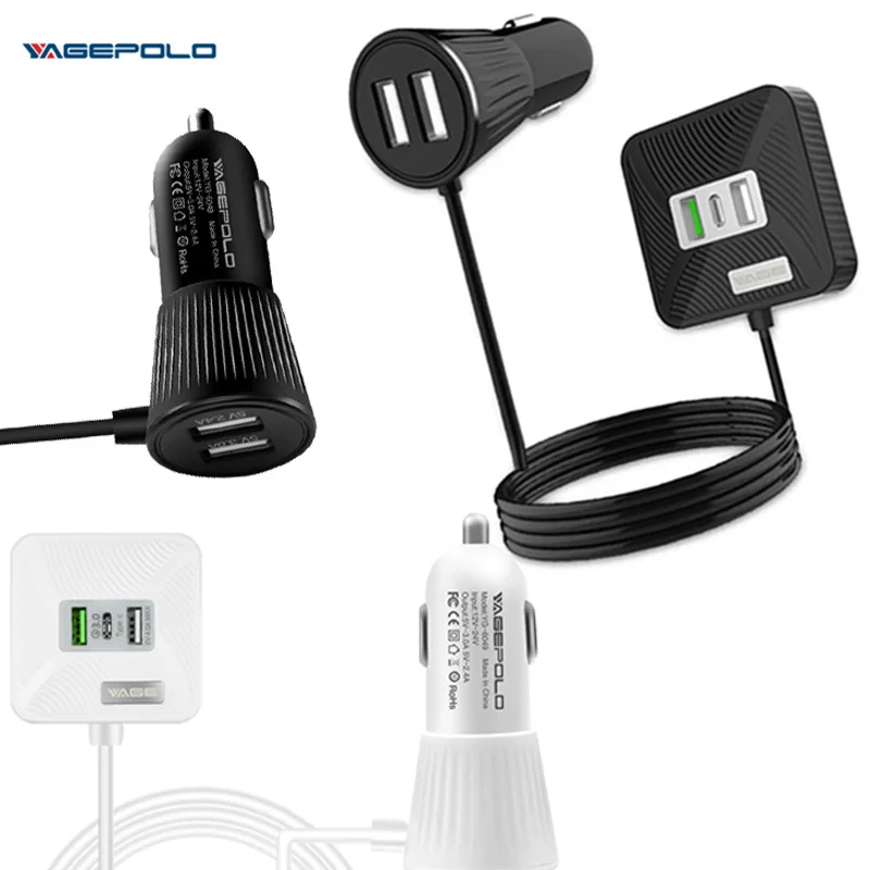 

Car Mounted Charger One Dragging Four Front And Back Row Extension Line Fast-Type-C Port Applicable Mobile Phone Tachograph