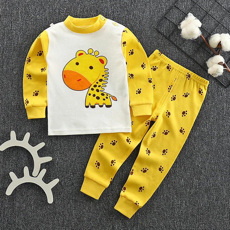 

Autumn Kids Girls Boys Pajamas Cartoon Print Outfits Set Long Sleeve Blouse Tops+Pants Sleepwear Pajamas 12 Colors