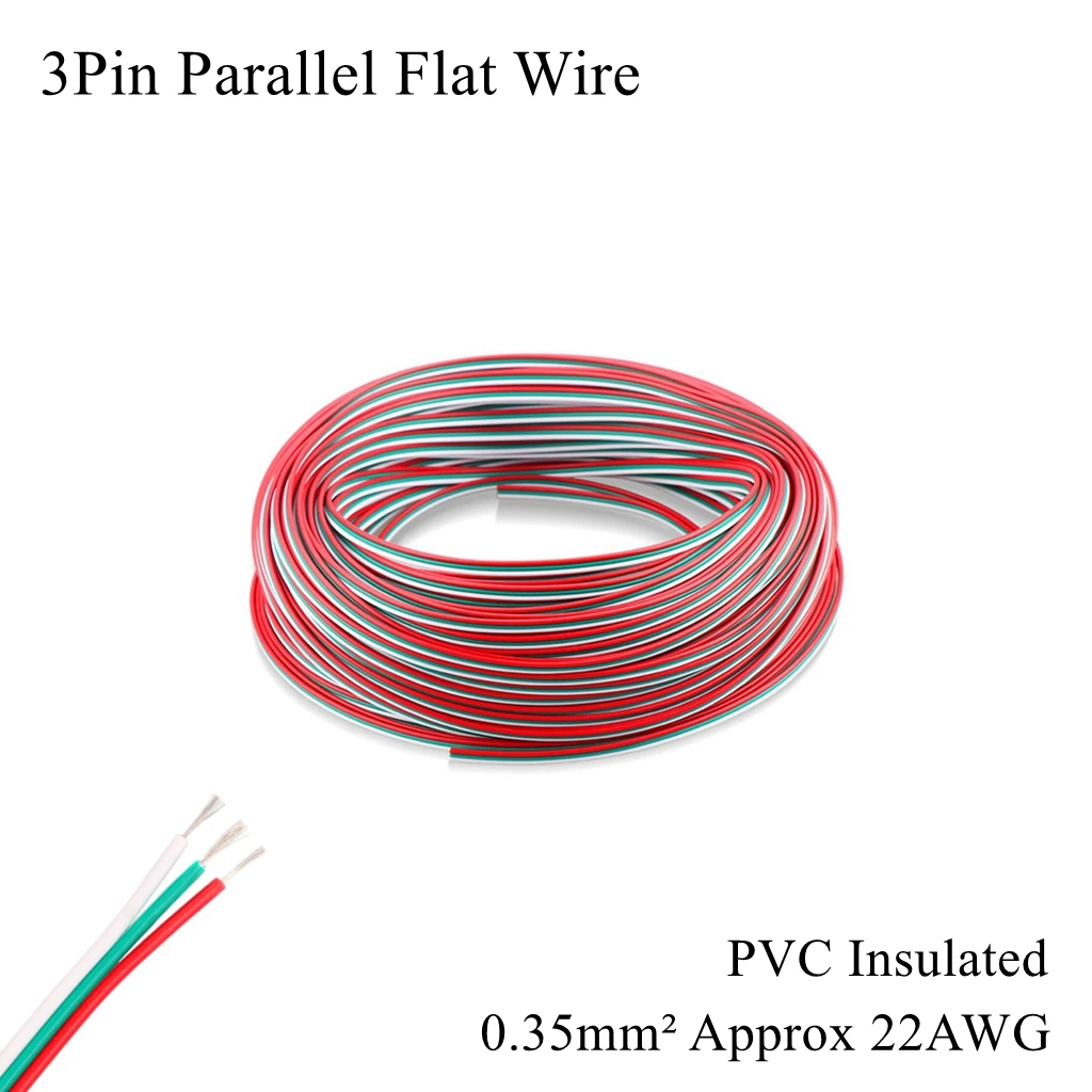 22AWG Cable eléctrico de cobre estañado de 3 núcleos, 0,35mm, 3 pines, Audio plano, PVC, par trenzado altavoz trenzado|Alambres y cables| - AliExpress