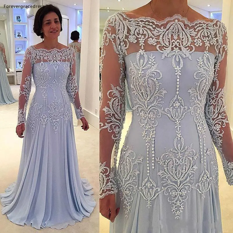 2020 Moeder van de Bruid Jurken Off Shoulder Sheer Lange Mouwen Formele Godmother Avond Wedding Party Gasten Gown Plus Size 2020 Moeder van de Bruid Jurken Off Shoulder Sheer Lange Mouwen Formele Godmother Avond Wedding Party Gasten Gown Plus Size