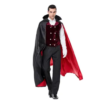 

Adults Vampire Fancy Dress Men Halloween Costume Vampire Count Dress Up Clothing Stage Performance Suit Carnival Role Play Suit
