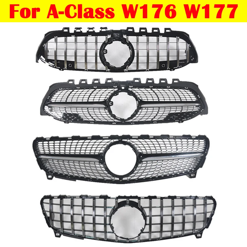 

Car Styling Front Grill Diamond GT Style A180 A200 For Mercedes-Benz A-Class W176 W177 2013-2019 Middle Grille Bumper Bar