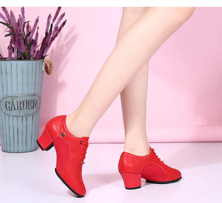 Women's Genuine Leather Latin dance shoes Ballroom dancing shoes classic Lady square dance shoe