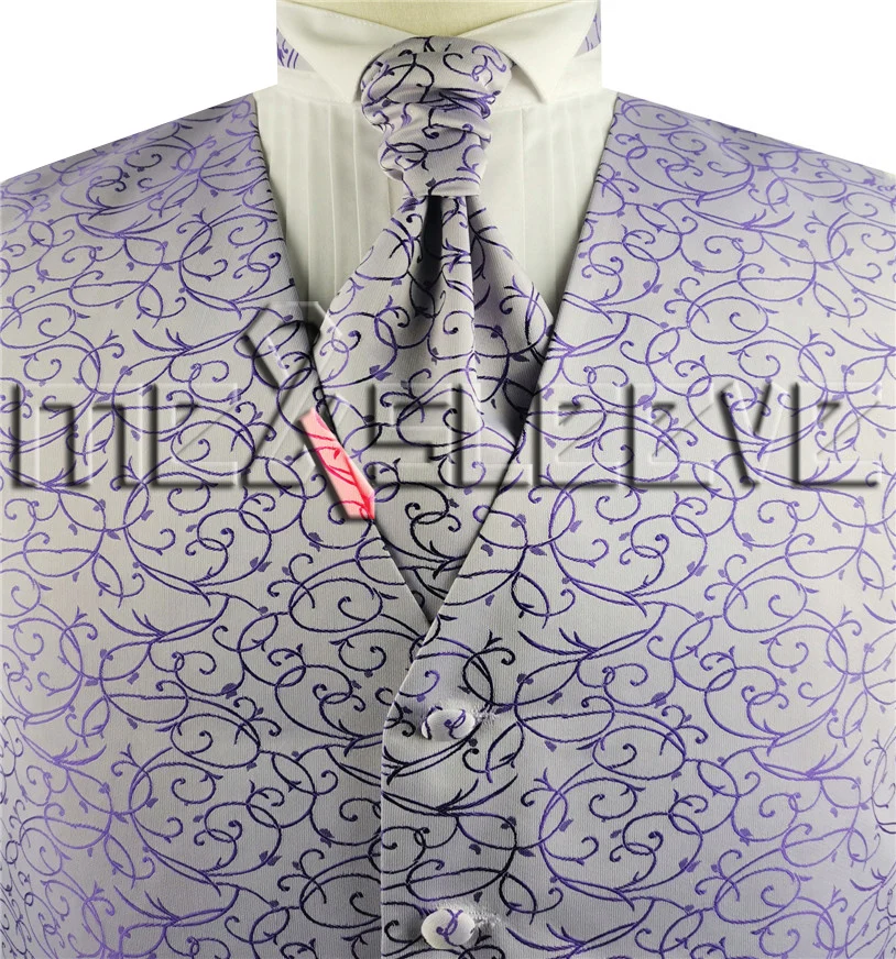 Набор жилетов из микрофибры(жилет+ галстук+ платок - Цвет: purple