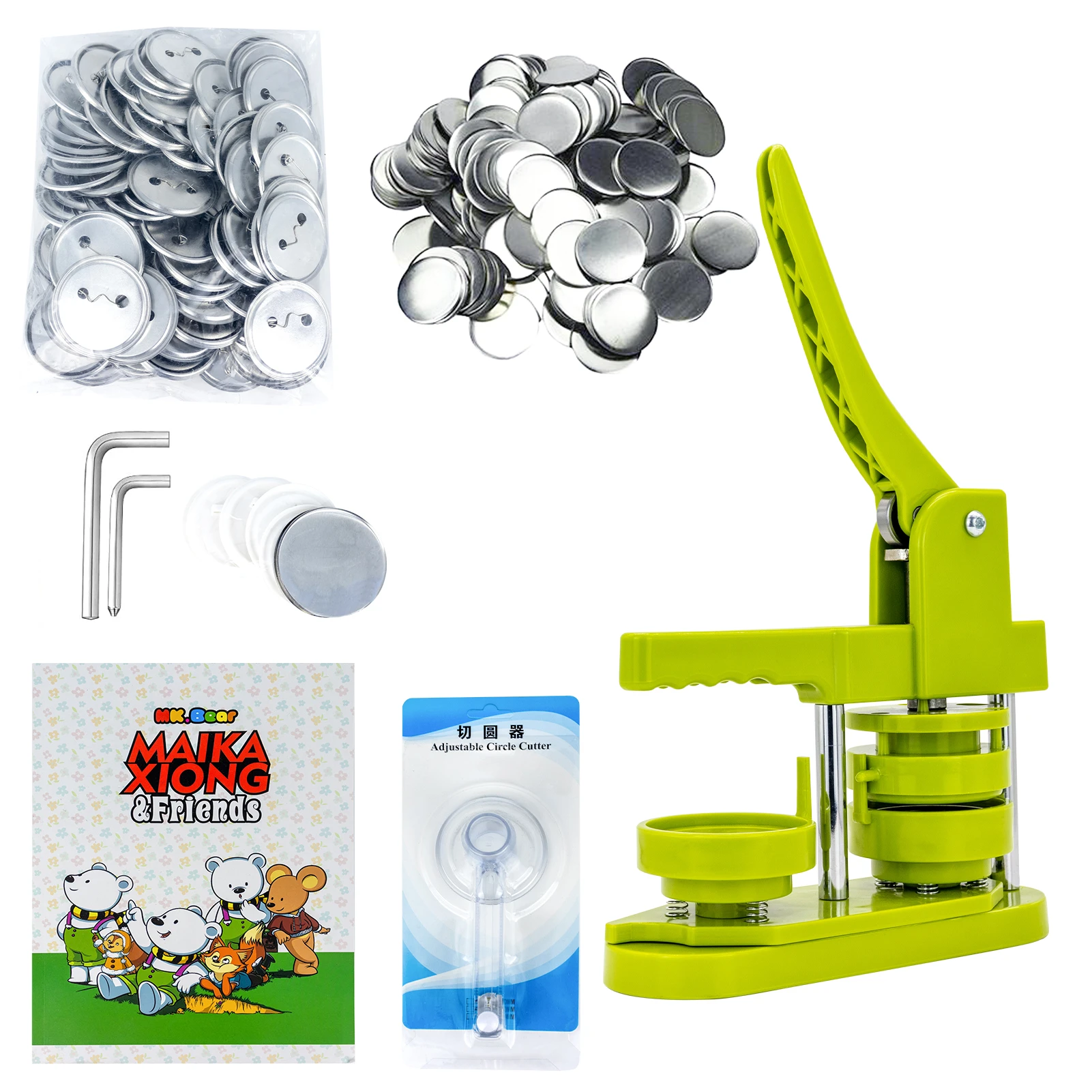 I eat breakfast Pick up leaves tense Rotate Pin Badge Maker Machine Button Pin Maker Badge Punch Press Machine  With 100pcs Metal Button Parts And Cutter - Button & Badge Makers -  AliExpress