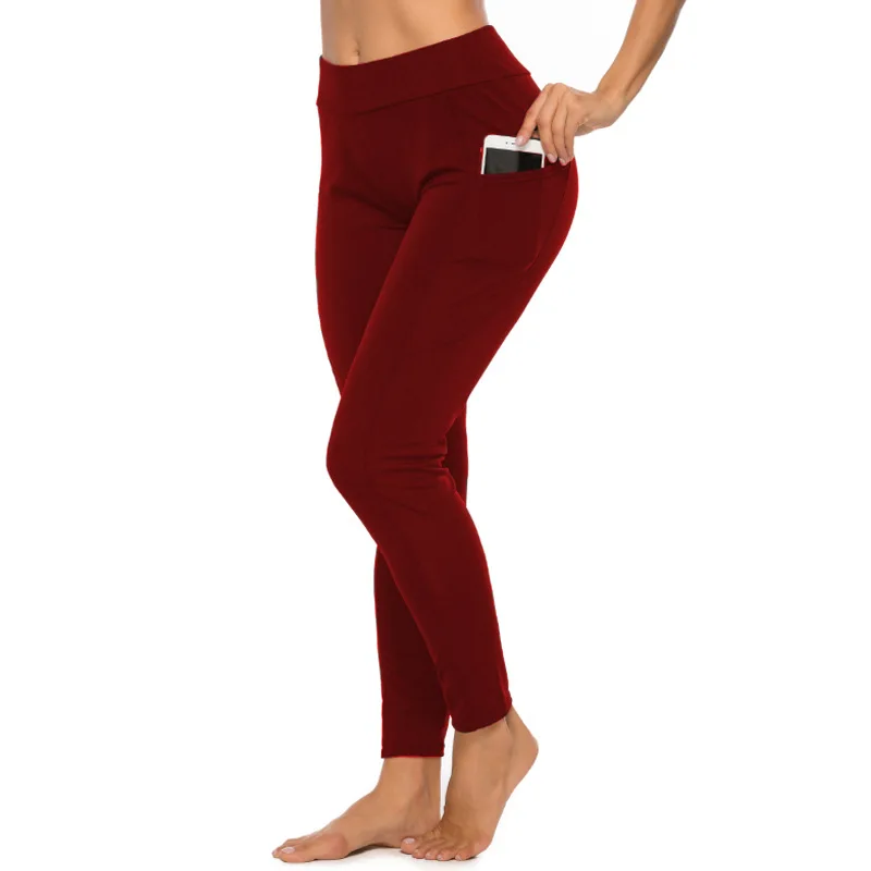 Dark Red High Waist Sport Leggings Women Push Up Pants Elastic Athletic Leggins Fitness Seamless Running Gym Leggings for Girl - Цвет: Dark Red