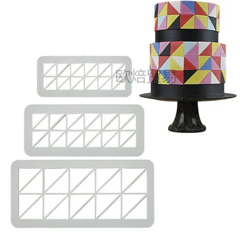 

3pcs Right Angle Triangular Geometric Shapes Cake Fondant Stencil Cookie Cutter Stereo Effect Baking Tool