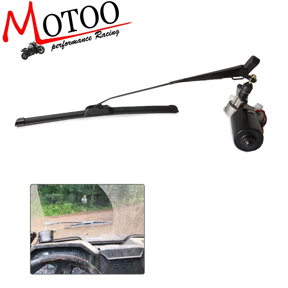 

Universal UTV 12 Volt Electric Windshield Wiper Kit for Polaris Ranger RZR Can Am Windshield Wiper Blades Assembly