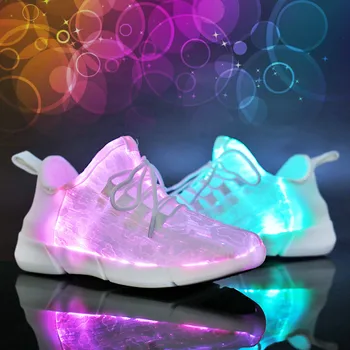 

Size 35-57 Pop Summer Led Fiber Optic Shoes For Girls Boys Couples USB Recharge Glowing Sneakers Man Light Up Shoes Mar22