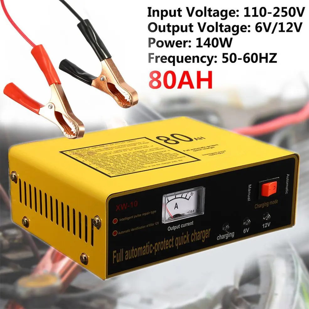 Full Automaticprotect Quick Charger 6V/12V 80AH 140W Automatic Intelligent Car Battery Charger