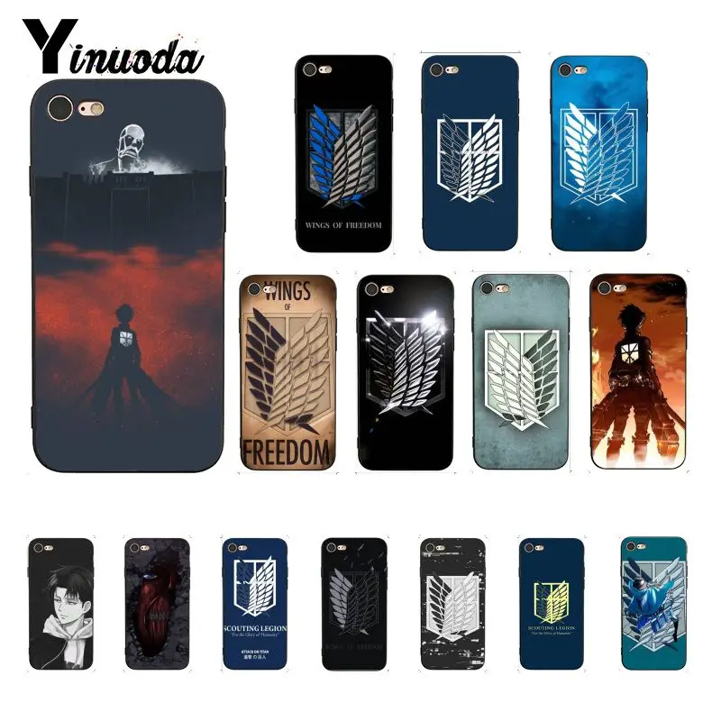 Yinuoda аниме японская атака на Титанов Чехол черный мягкий чехол для iPhone X XS MAX 6 6S 7