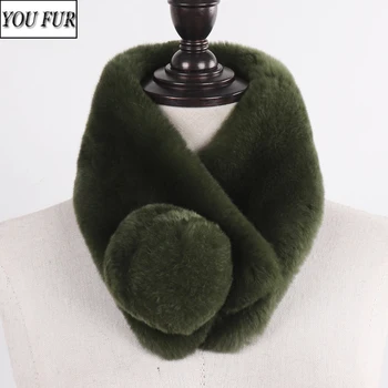 

New Style Girls Winter Natural Real Rex Rabbit Fur Scarf 100% Genuine Rex Rabbit Fur Ring Scarves Women Quality Real Fur Muffler