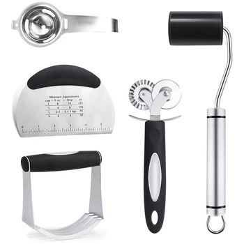 

5 Pcs Pastry Tool Set, Egg Yolk White Separator, Dough Blender, Pastry Cutter, Mini Rolling Pin, Pastry Scraper