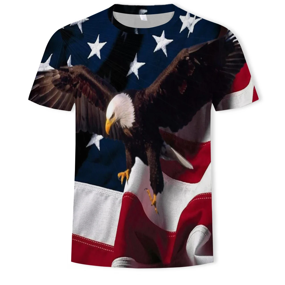 2021 Summer Fashion New Wings Flying Eagle 3D Printed Pattern Men's Trend Short Sleeve Casual T-shirt Top