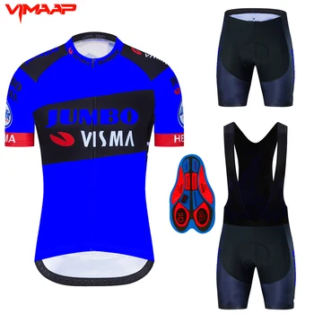 

JUMBO VISMA 2020 Men Cycling Jersey Summer Short Sleeve Set Maillot bib shorts Bicycle Clothes Sportwear Shirt Clothing Suit