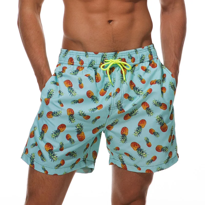 Бренд DATIFER, летние мужские пляжные шорты, быстросохнущие пляжные шорты для мужчин, Шорты для плавания, отдыха, спорта, бега, серфинга - Цвет: Light Pineapple