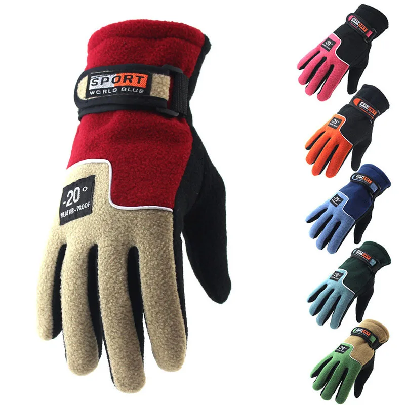 Зимние флисовые перчатки RITOPER унисекс, теплые бархатные ветрозащитные перчатки для езды на мотоцикле, лыжах, спорта, новая мода