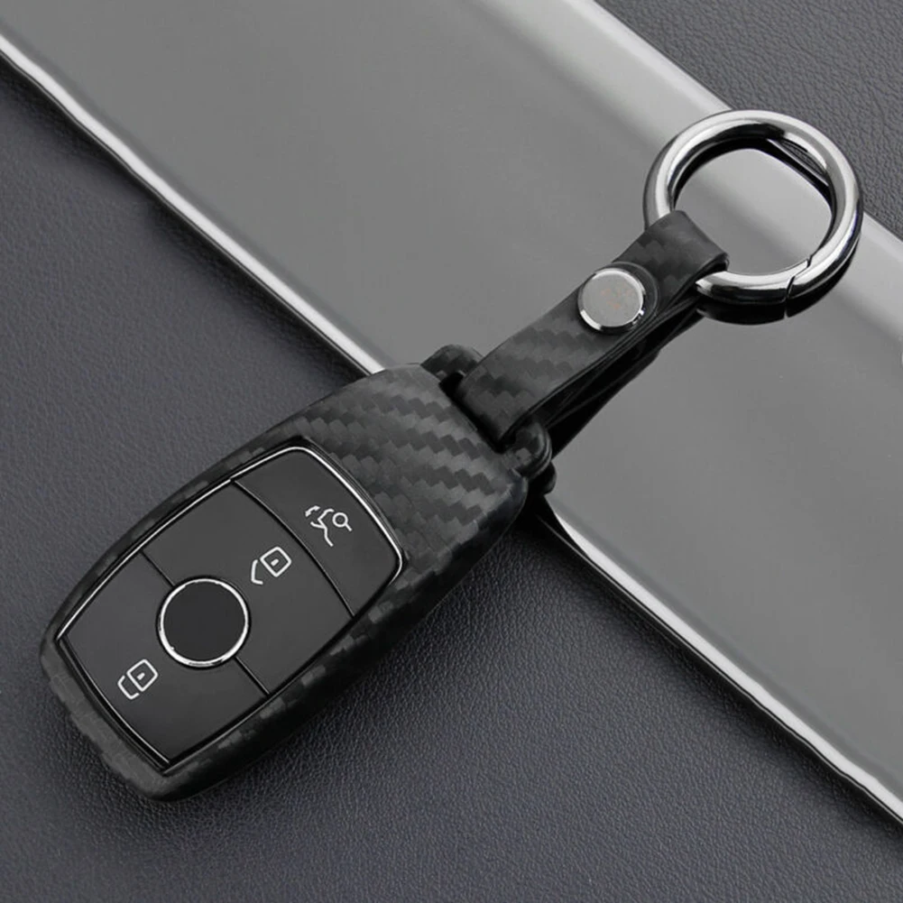 

Protective Exterior Part Car Key Case For Mercedes-Benz A C E S CLS Class Carbon Fiber 85*40mm Mouldings