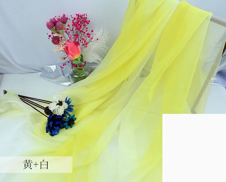 150 см* 100 см градиентная шифоновая ткань цветная переходная сценическая одежда шифоновая ткань diy шарф ткань - Цвет: photo