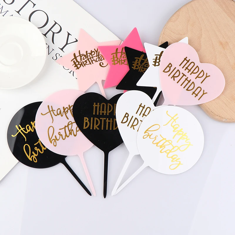 

1Pc HAPPY BIRTHDAY Acrylic Cake Topper Dessert Baking Party Decoration