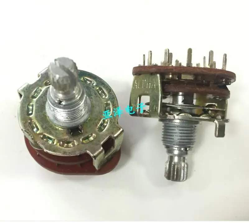 

2PCS/LOT ALPHA Alfa SR2512F rotary band switch 3 knife, 4 shift sawtooth axis 15MM rotary switch