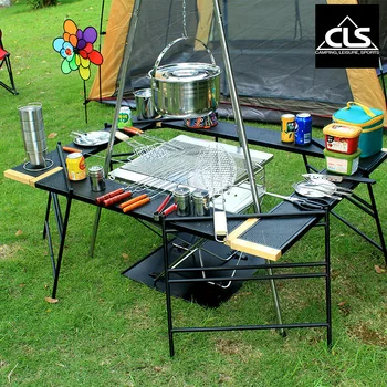 

New Outdoor Barbecue Table Spliced Nettable Camping Portable Multi-functional Folding Table Self-driving Portable Picnic Table