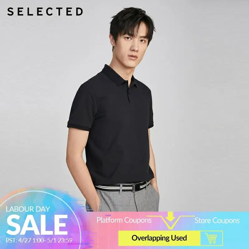 

SELECTED Men's Business Casual Cotton Short-sleeved Poloshirt S|420206520